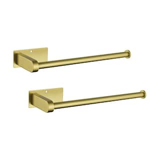 12 in. Wall Mount Paper Towel Holder Self Adhesive Kitchen Towel Holders in Brushed Gold for Organization (Pack of 2)