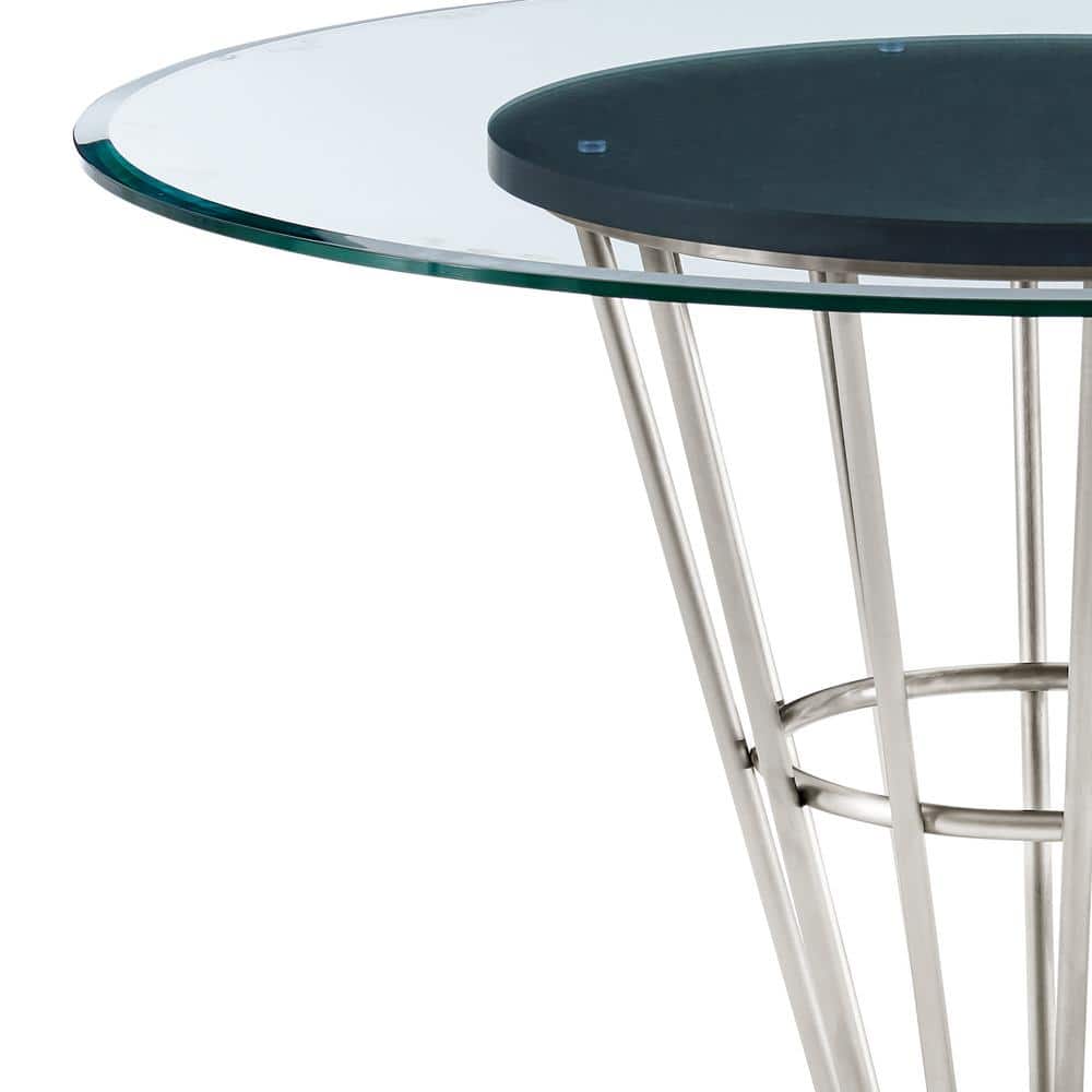 Veronica 48'' Round Glass and Walnut Dining Table