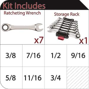 Ratcheting SAE Combination Wrench Set (7-Piece)