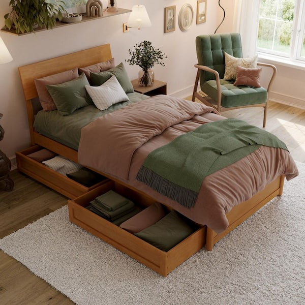AFI Norla Light Toffee Natural Bronze Wood Frame Twin XL Platform
