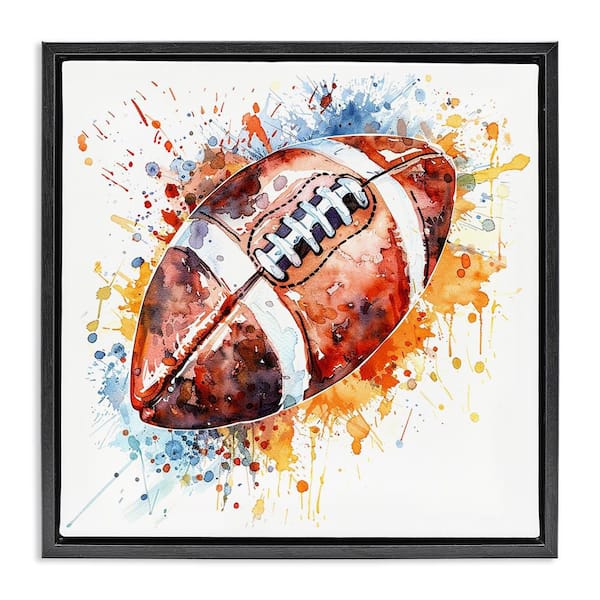 Stupell Industries Football Chromatic Splash by LSR Design Studio Black Floater Frame Sports Graphic Art Print 25 in. x 25 in.