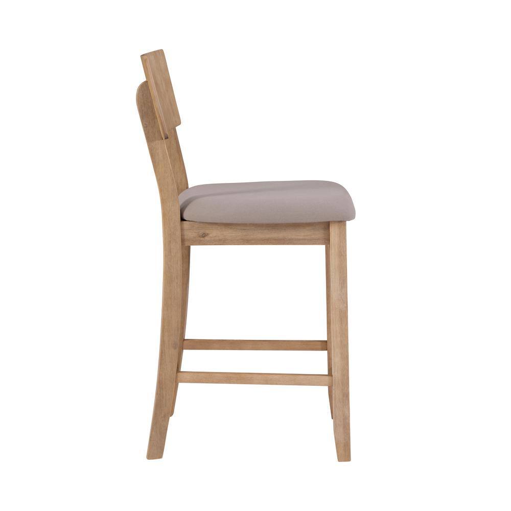 Gray Wood Backless Counter Stool with Padded Seat