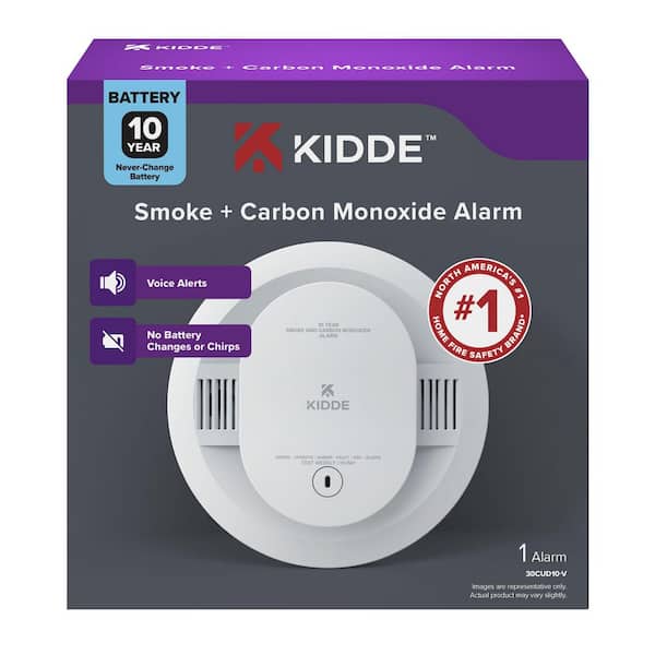 10-Year Battery Powered Smoke and Carbon Monoxide Detector with Alarm LED Warning Lights and Voice Alerts 21032779