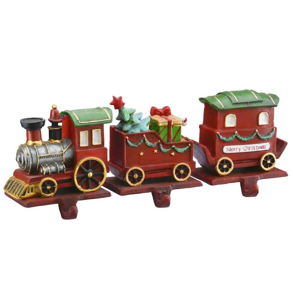 train christmas stocking hanger set