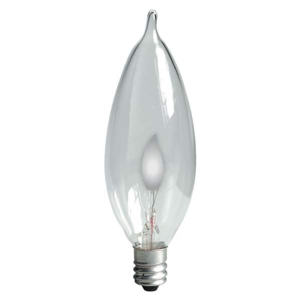 GE 3-Watt Incandescent CA10 Bent Tip Candelabra Base Clear Flicker Flame Light Bulb
