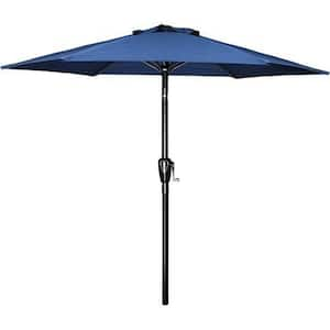 7.5 ft. Steel Push Button Patio Umbrella Outdoor Table Market Yard Umbrella in Blue for Garden; Deck; Backyard; Pool