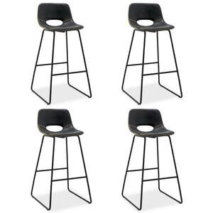 39.37 in. Black Low back Metal Frame Faux Leather Counter Height Bar Stools (Set of 4)