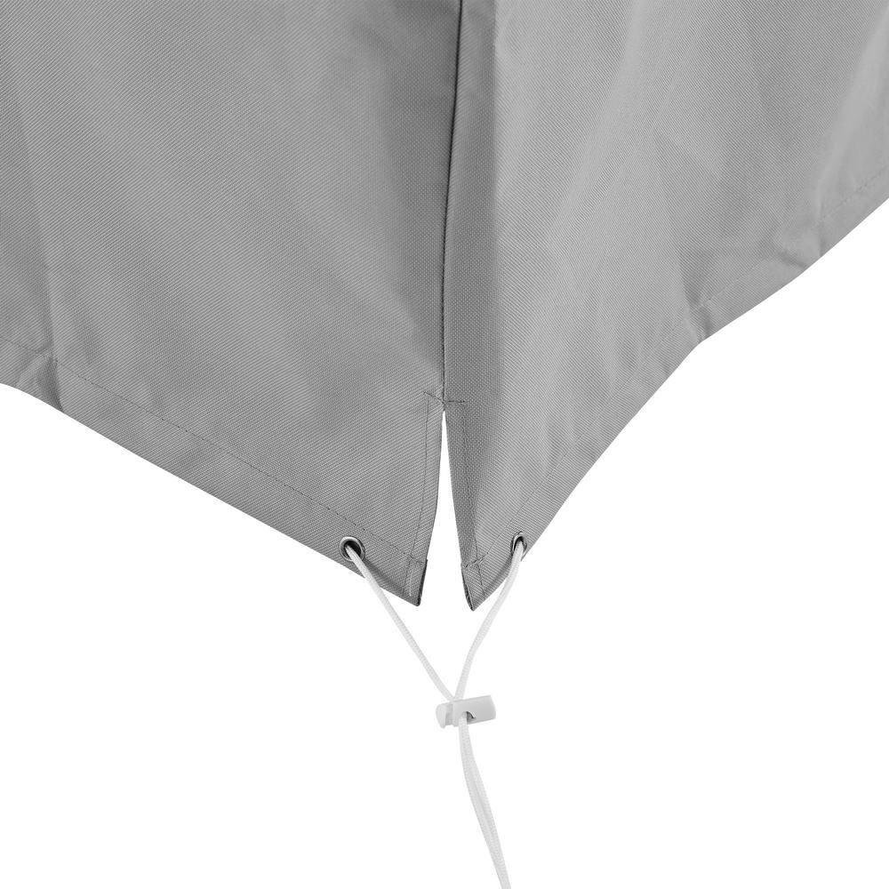Gray Heavy-Duty Vinyl Round Outdoor Dining Table Cover