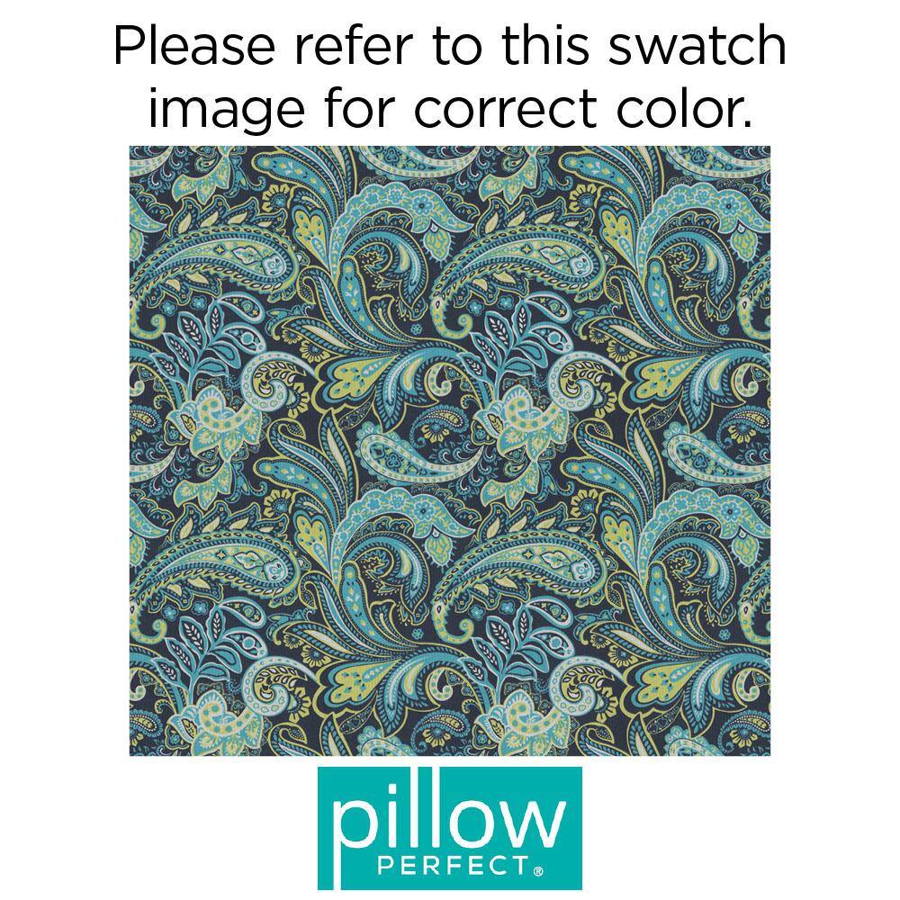 Aqua Blue and Navy Paisley Outdoor Seat Cushion Set