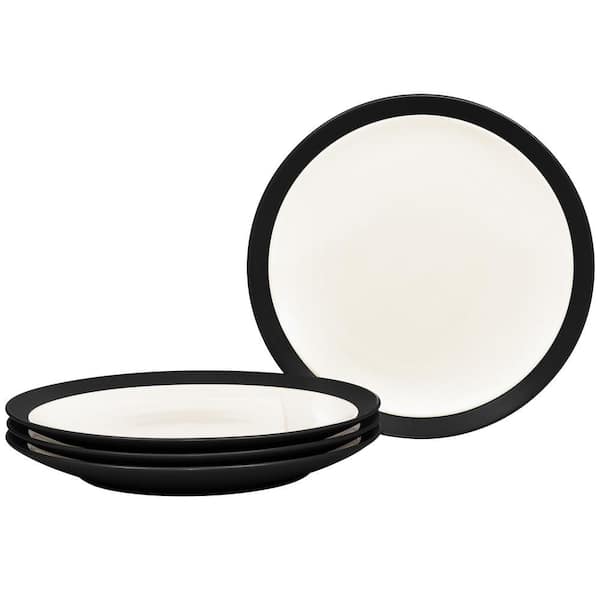 Colorwave Graphite 8.5 in. (Black) Stoneware Curve Salad Plates, (Set of 4)