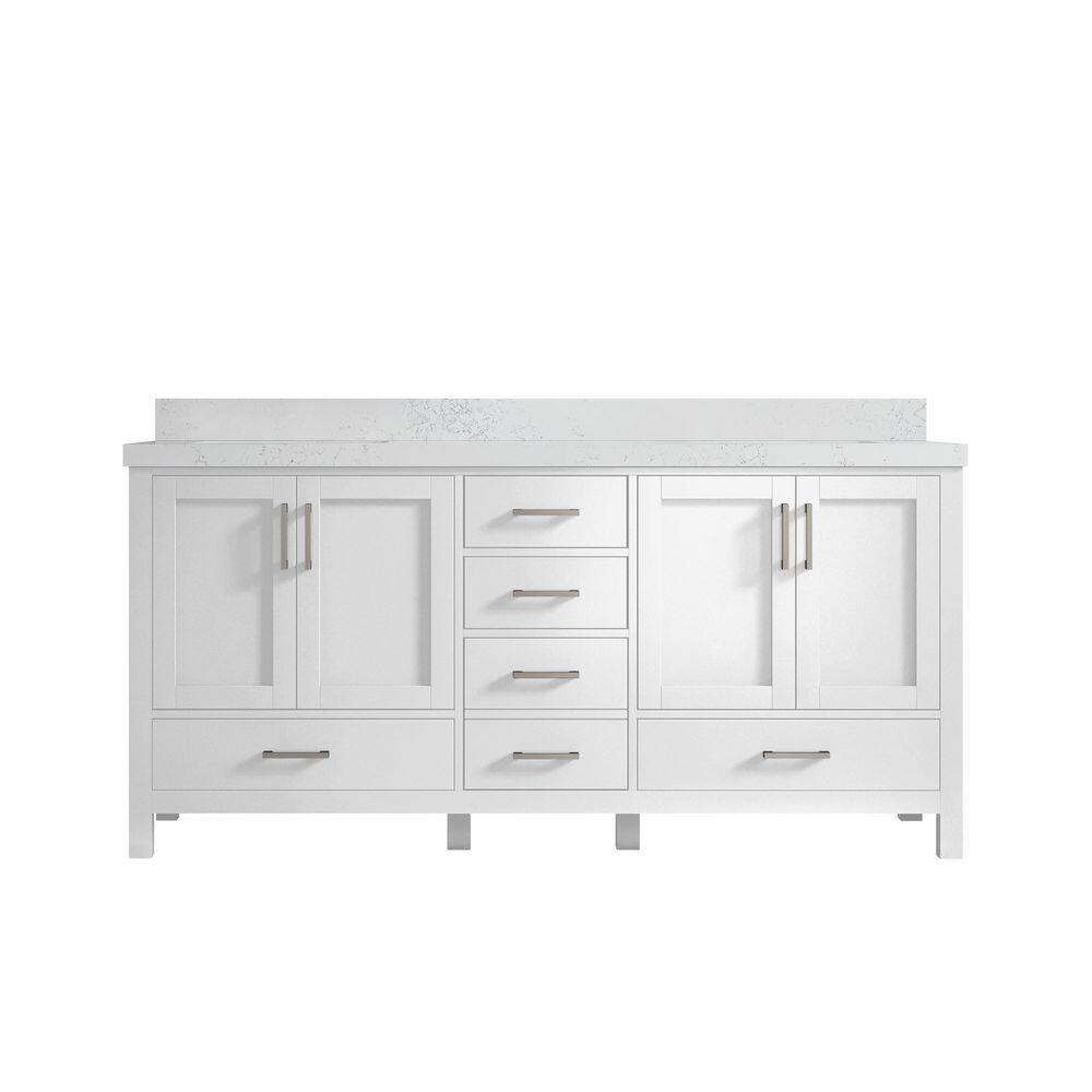 Malibu 72 in. W x 22 in. D x 36 in. H Double Sink Bath Vanity in White with 2 in. Empira Quartz Top price history on PriceWatchPro