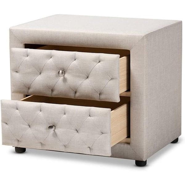 HOME IMPORTS EMPORIUM Beige 2 Drawer 22.4 in. W Nightstand