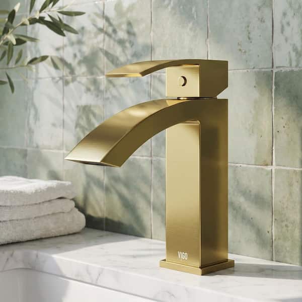 Satro Single Handle Single-Hole Bathroom Faucet in Matte Brushed Gold
