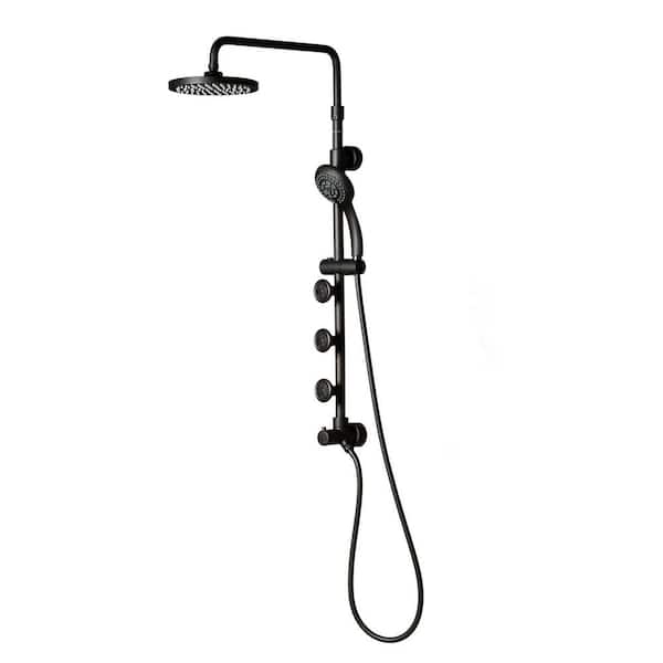 PULSE Showerspas 5-Spray Patterns 1.8 GPM 8 in. Wall Mount Dual Shower Heads in Matte Black