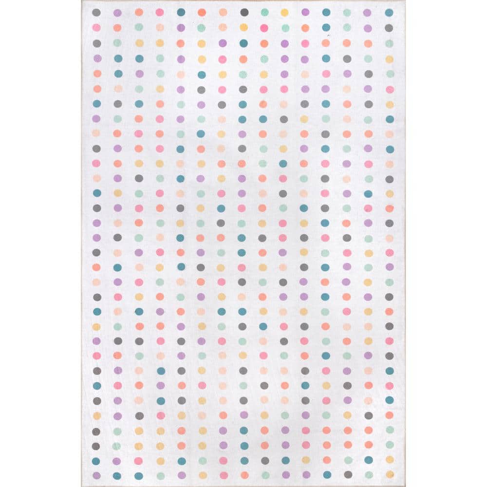 Eco-Friendly Ivory Synthetic 4' x 6' Reversible Kids Rug