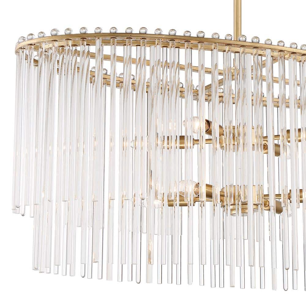 Antique Gold and Clear Glass 8-Light Candle Chandelier
