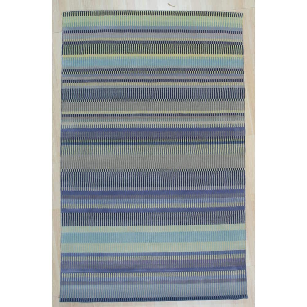 Vendor Rugs EORC Stripe/LAVENDOR Hand Knotted Wool Modern Knotted Strpied Rug, 6' x ...