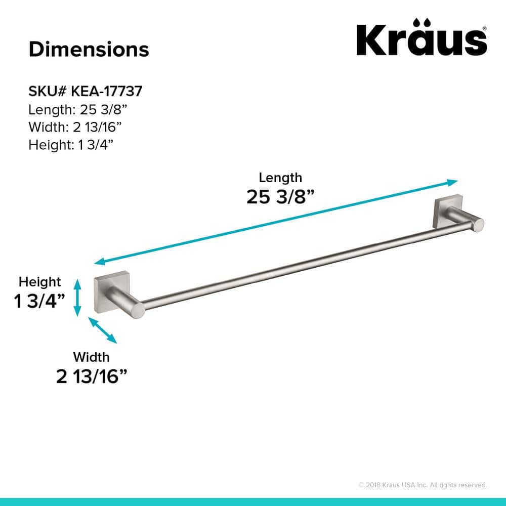 Ventus Brushed Nickel 25.38" Wall Mounted Towel Bar