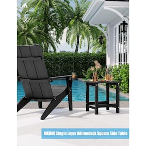 16.7 in. H Black Square Plastic Adirondack Outdoor Side Table (2-Pack)