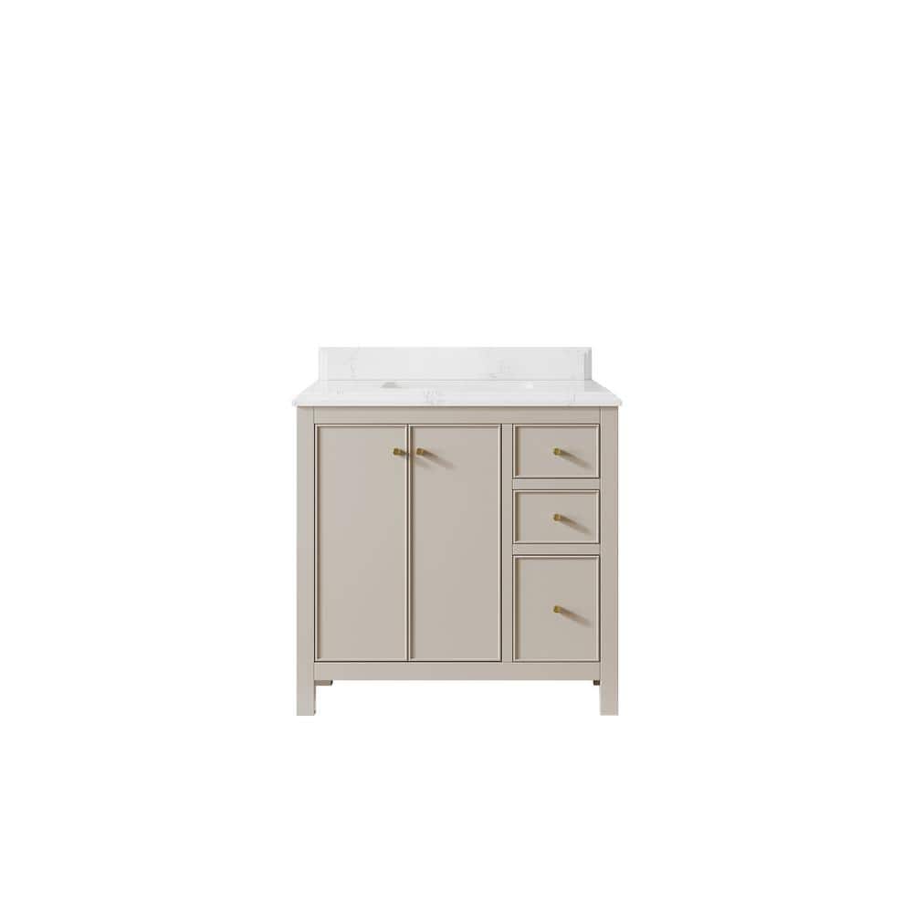 Chicago 36 in. Single Sink Freestanding Fine Grain Bath Vanity with Empira White Qt. Top Unassembled price history on PriceWatchPro