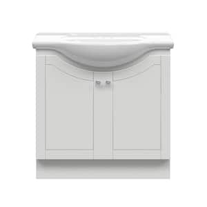 Highmont 34 in. W x 17-1/8 in. D Vanity in Linen White with Porcelain Vanity Top in Solid White with White Basin