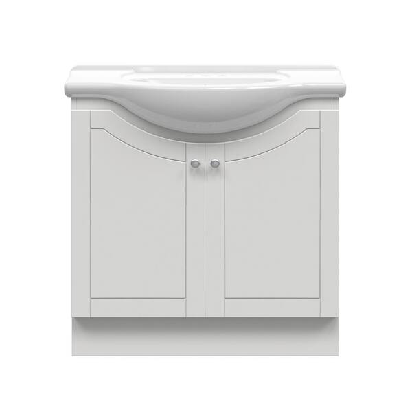 Glacier Bay Highmont 34 in. W x 17-1/8 in. D Vanity in Linen White with Porcelain Vanity Top in Solid White with White Basin