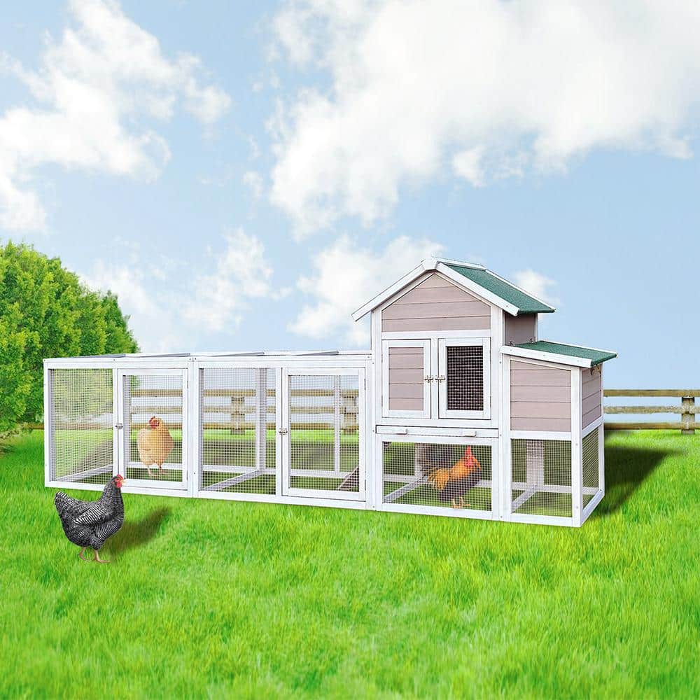 122 in. Large Wood Chicken Coop Hen House Pet Rabbit Hutch Wooden Pet Cage 