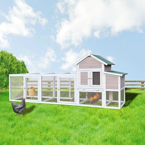 122 in. Large Wood Chicken Coop Hen House Pet Rabbit Hutch Wooden Pet Cage Backyard with Nesting Box