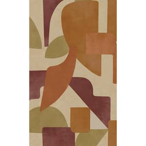 Burgundy Burnt Orange Modern Abstract Geometric Print Non-Woven Non-Pasted Textured Wallpaper 57 Sq. Ft.