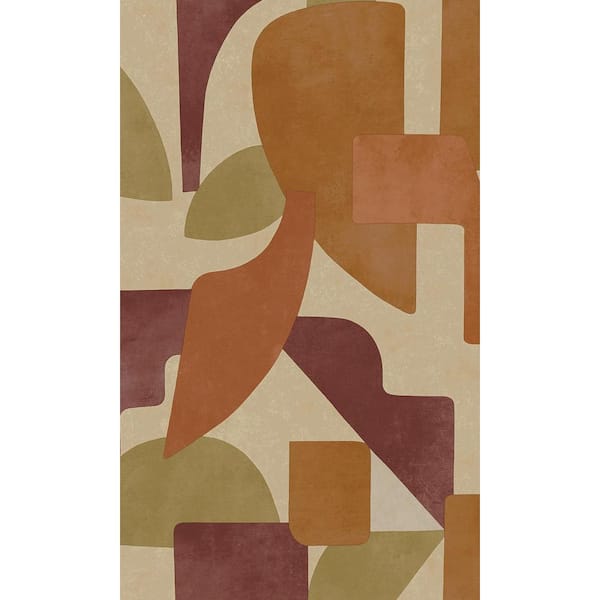 Walls Republic Burgundy Burnt Orange Modern Abstract Geometric Print Non-Woven Non-Pasted Textured Wallpaper 57 Sq. Ft.