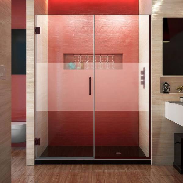 DreamLine Unidoor Plus 54.5 to 55 in. x 72 in. Frameless Hinged Shower Door in Oil Rubbed Bronze