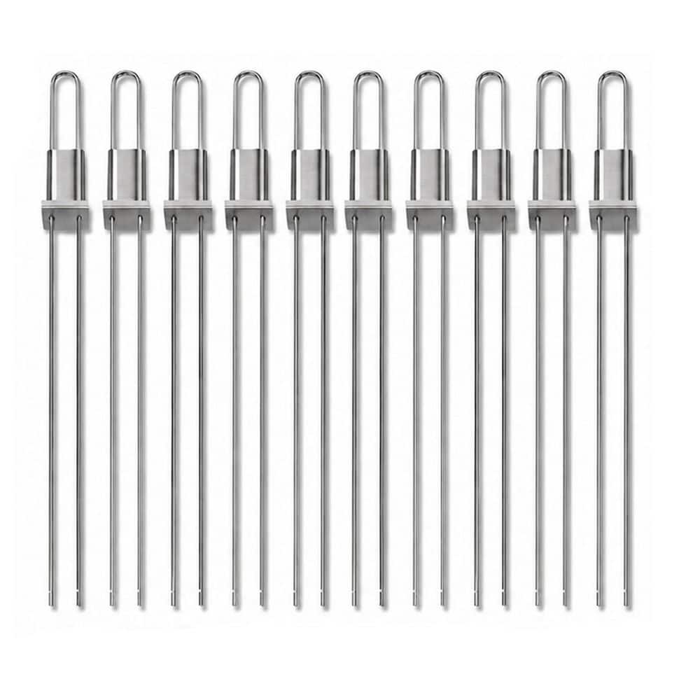 13 Inch Kabob Skewers for Grilling 10 Pack Double Pronged Stainless Steel with Push Bar and 2 Silicone Brushes Reusable price history on PriceWatchPro
