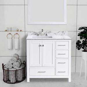 YN10 34.87 in. W x 21.45 in. D x 34.71 in. H Bath Vanity Cabinet without Top in L White Color