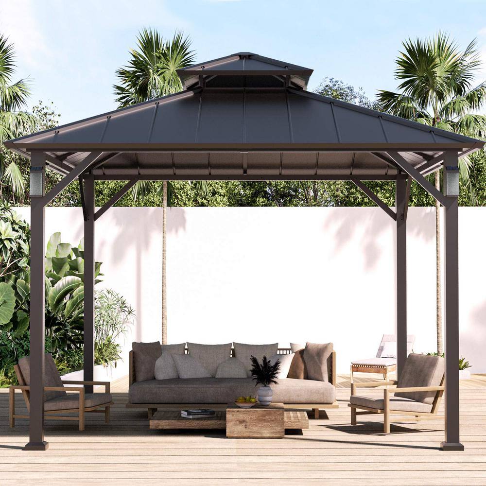 Outdoor 10' x 10' Metal Gazebo with LED Lighting