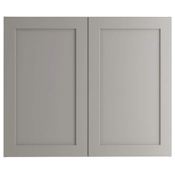 Hampton Bay Edson Shaker Assembled 36x30 x12 in. Wall Cabinet in Gray