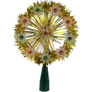 7 in. Silver Tinsel Snowflake Starburst Christmas Tree Topper - Multi Lights