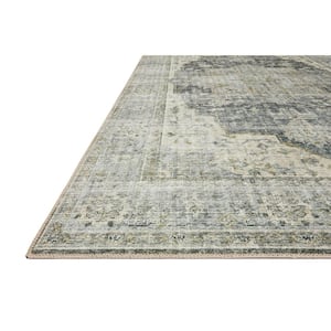 Skye Charcoal/Dove 6 ft. x 6 ft. Round Printed Distressed Oriental Area Rug