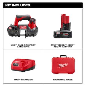 M12 12-Volt Lithium-Ion Cordless Sub-Compact Band Saw XC Kit with One 3.0h Battery, Charger and Hard Case