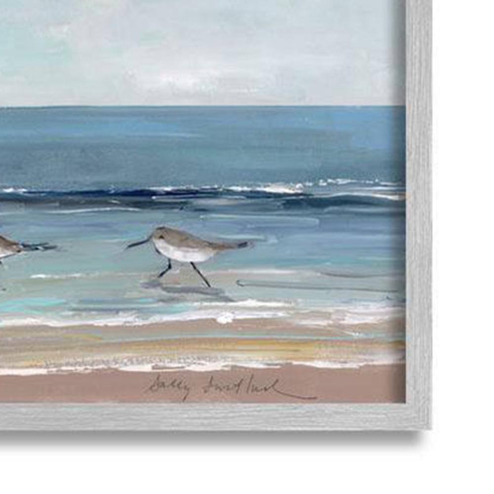 Gray Framed Sandpipers Beach Landscape Wall Art, 24 x 10