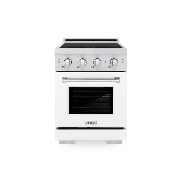24 in. Paramount Induction Range with 3 Element Cooktop and Electric Oven in Stainless Steel with White Matte Door