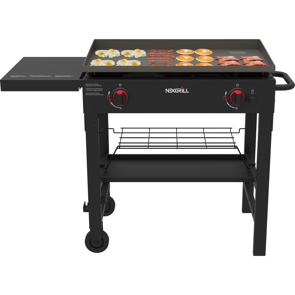 2-Burner 29 in. Propane Gas Grill in Black with Griddle Top