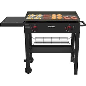 2-Burner 29 in. Propane Gas Grill in Black with Griddle Top