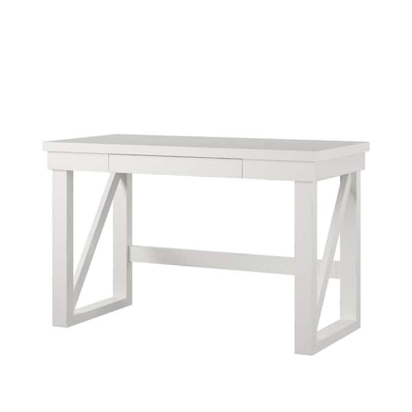 Ameriwood Home Caryle 47.5 in. Rectangle White MDF Computer Desk with Drawer