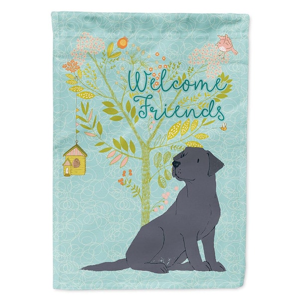 Caroline's Treasures 11 in. x 15-1/2 in. Polyester Welcome Friends Black Labrador Retriever 2-Sided 2-Ply Garden Flag