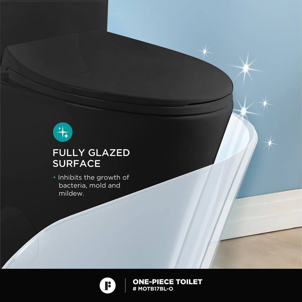 Black Matte Elongated Free Standing Dual Flush Toilet