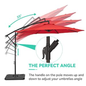 10 ft. Steel Cantilever Patio Umbrella with weighted base in Red