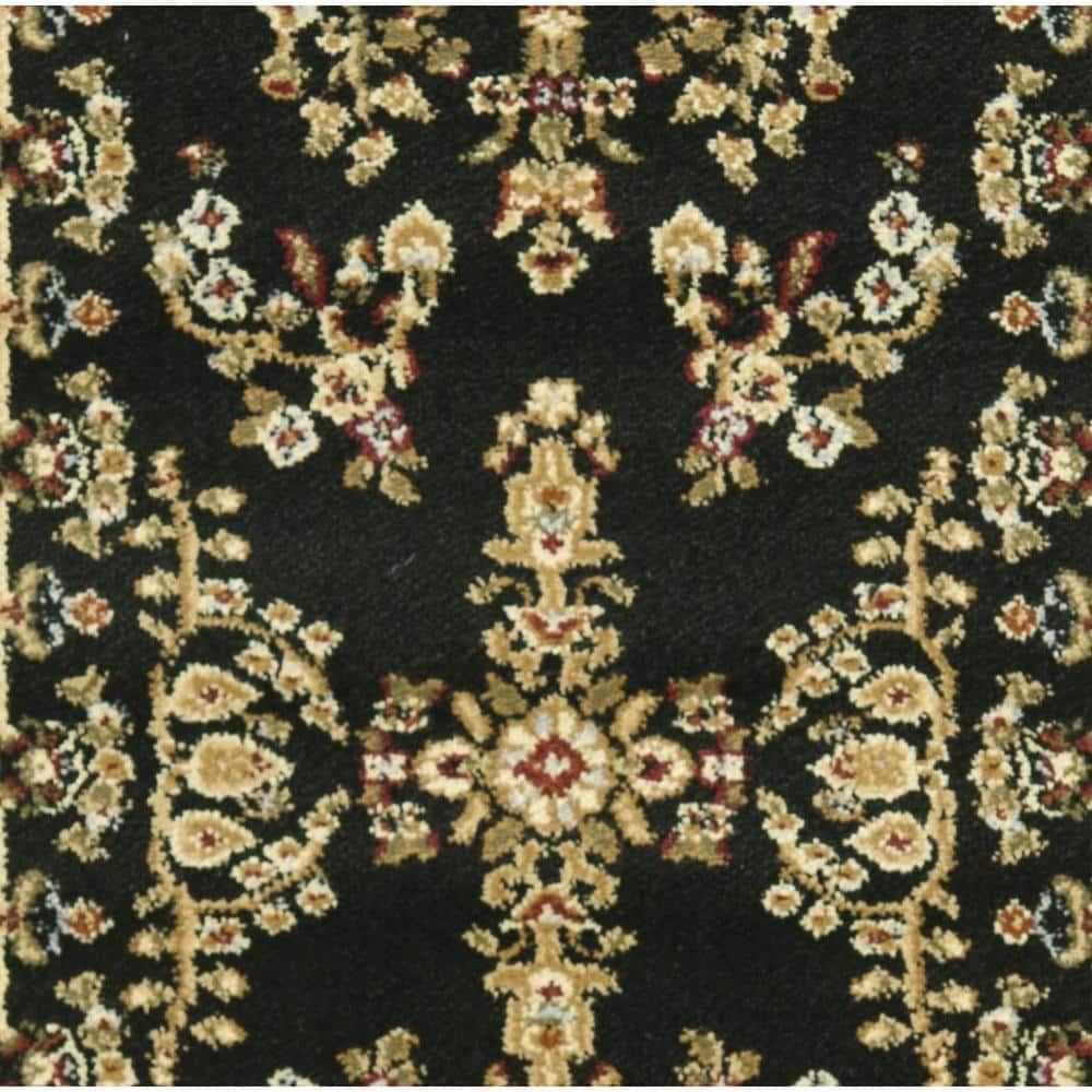 Black and Tan Floral Safavid Style Runner Rug