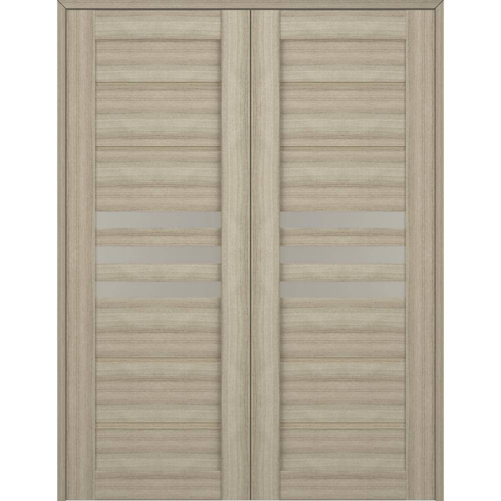 Dome 64 in. x 80 in. Both Active 3-Lite Frosted Glass Shambor Finished Wood Composite Double Prehung French Door price history on PriceWatchPro