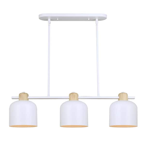 CANARM Caleb 60-Watt 3-Light White Scandinavian Pendant with White Metal Shade