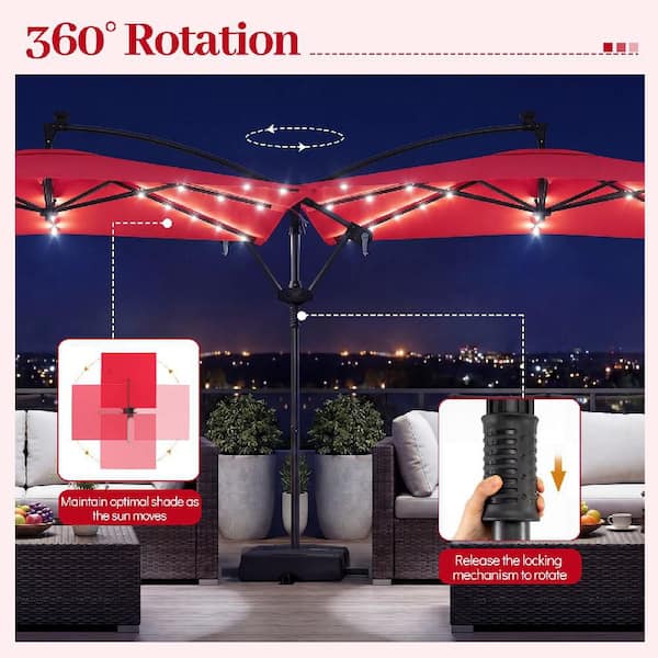 destination summer 8.5-foot square offset solar led patio umbrella 9/10/11/12ft Cantilever vented canopy enhances airflow Costway 8 x 8 ft.